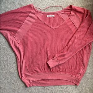 Free People L long sleeve waffle shirt